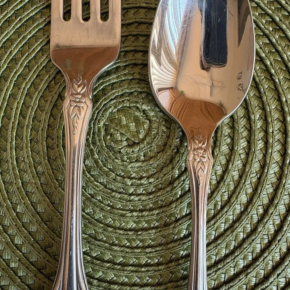 Fork & Spoon Set Oneida Raphael Distinction Deluxe Pattern Stainless Flatware